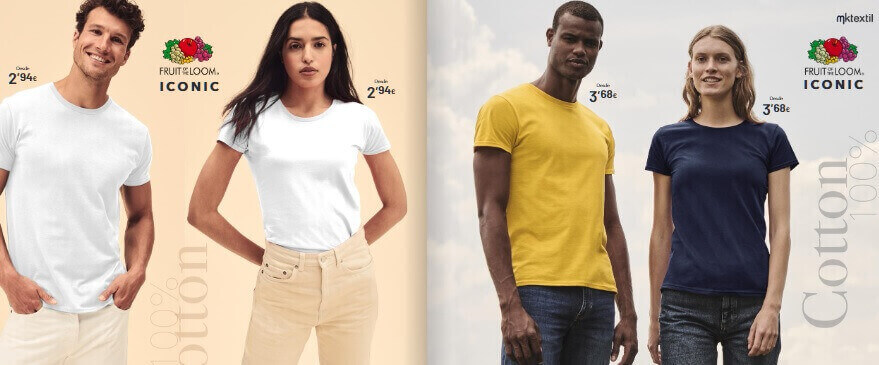 Camisetas personalizadas publicitarias con logo | Desde 0,93 € - Banner CAMISETAS personalizadas Fruit of the Loom