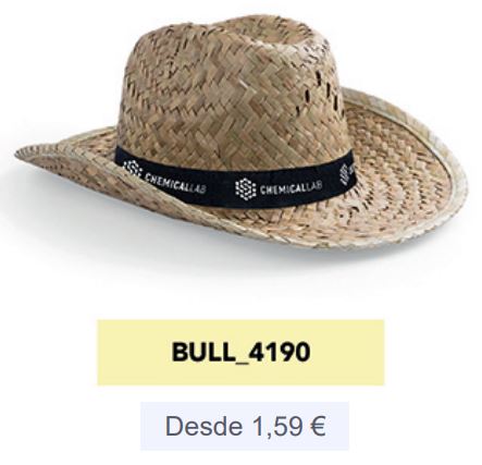 Sombreros personalizados baratos de paja y tela | Desde 0,59€ - Bull 2