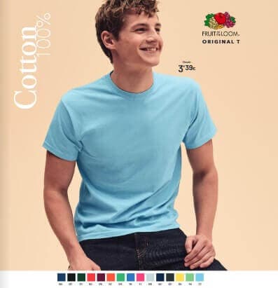 Camisetas personalizadas publicitarias con logo | Desde 0,93 € - Camiseta personalizada Fruit of the Loom 1333