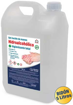 Garrafa de 5 litros de gel hidroalcoholico desinfectante de manos