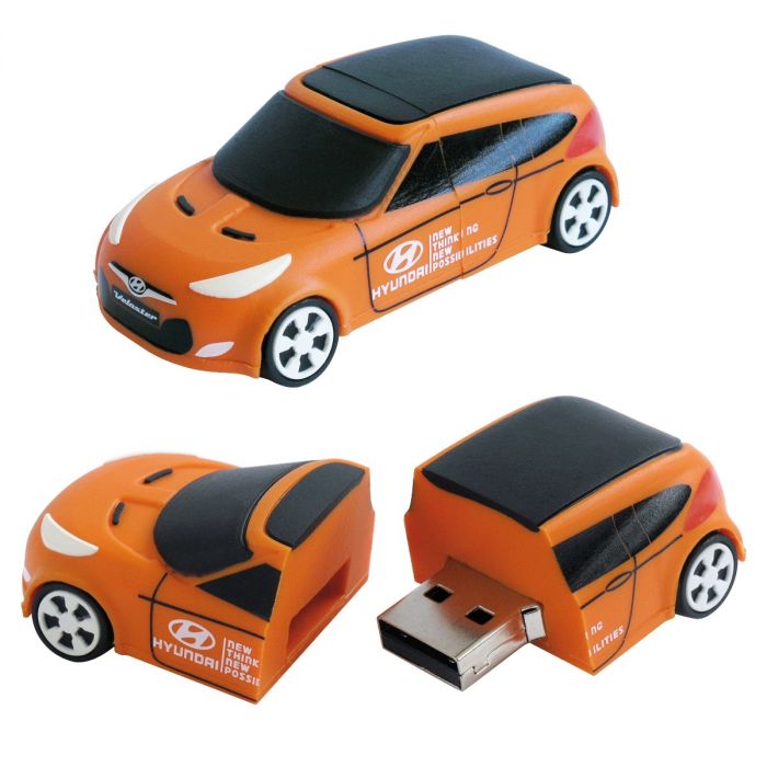 Memoria USB fabricada en 3D con forma de coche